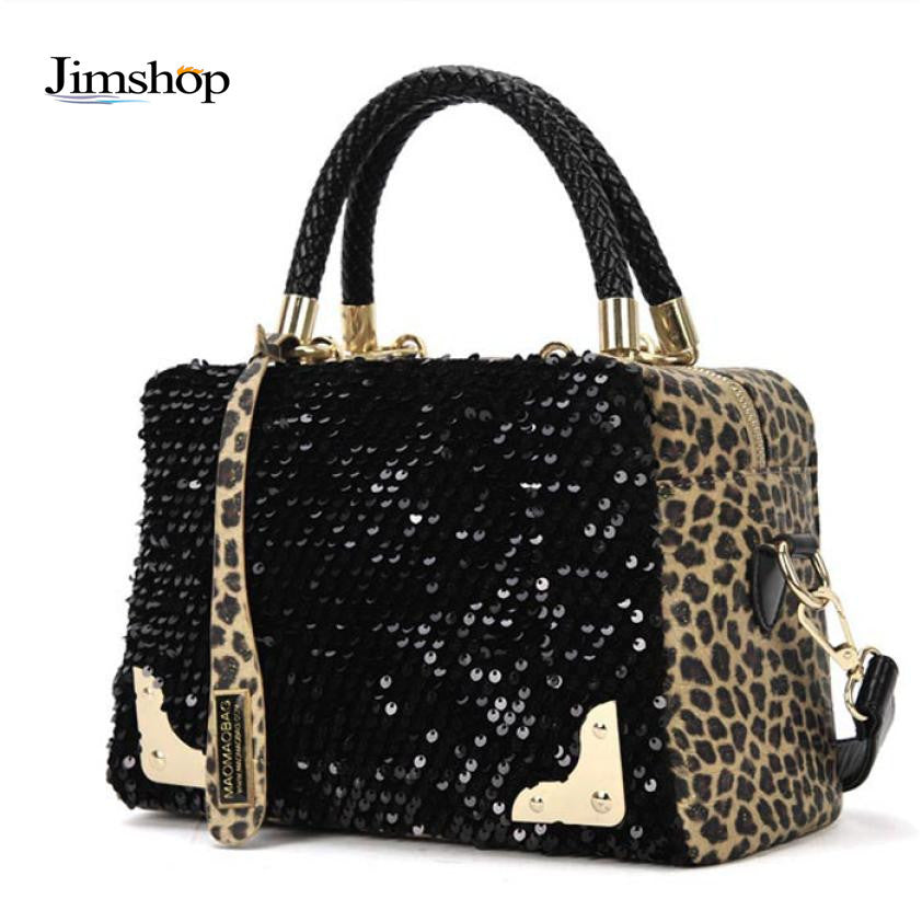Fashion Lady Vintage Leopard Sequins Designer Handbags Leather Handbags Cross Women Messenger Bags Shoulder Bag bolsas EF8