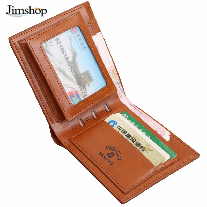 Fashion Men Brown Billfold Coffee Leather Wallet Credit Card Men Purse Clutch Bifold Mini Wallets EF8