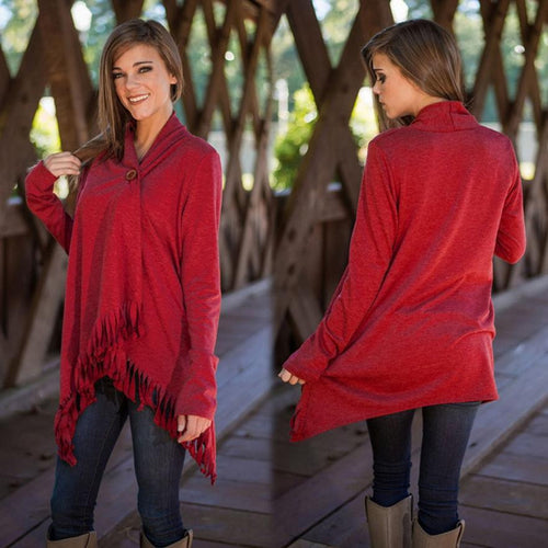 Fashion Women Casual Long Sleeve Cardigan Loose Outwear Jacket Tassels Coat Seven Colors EF8