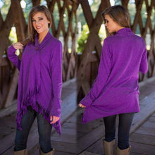 Fashion Women Casual Long Sleeve Cardigan Loose Outwear Jacket Tassels Coat Seven Colors EF8