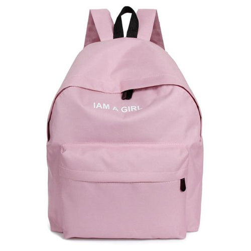 Fashion Women Girls Canvas Rucksack Backpack I AM A GIRL Letters Print School Book Shoulder Bag Casual Travel Bags EF8