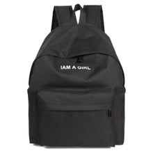 Fashion Women Girls Canvas Rucksack Backpack I AM A GIRL Letters Print School Book Shoulder Bag Casual Travel Bags EF8