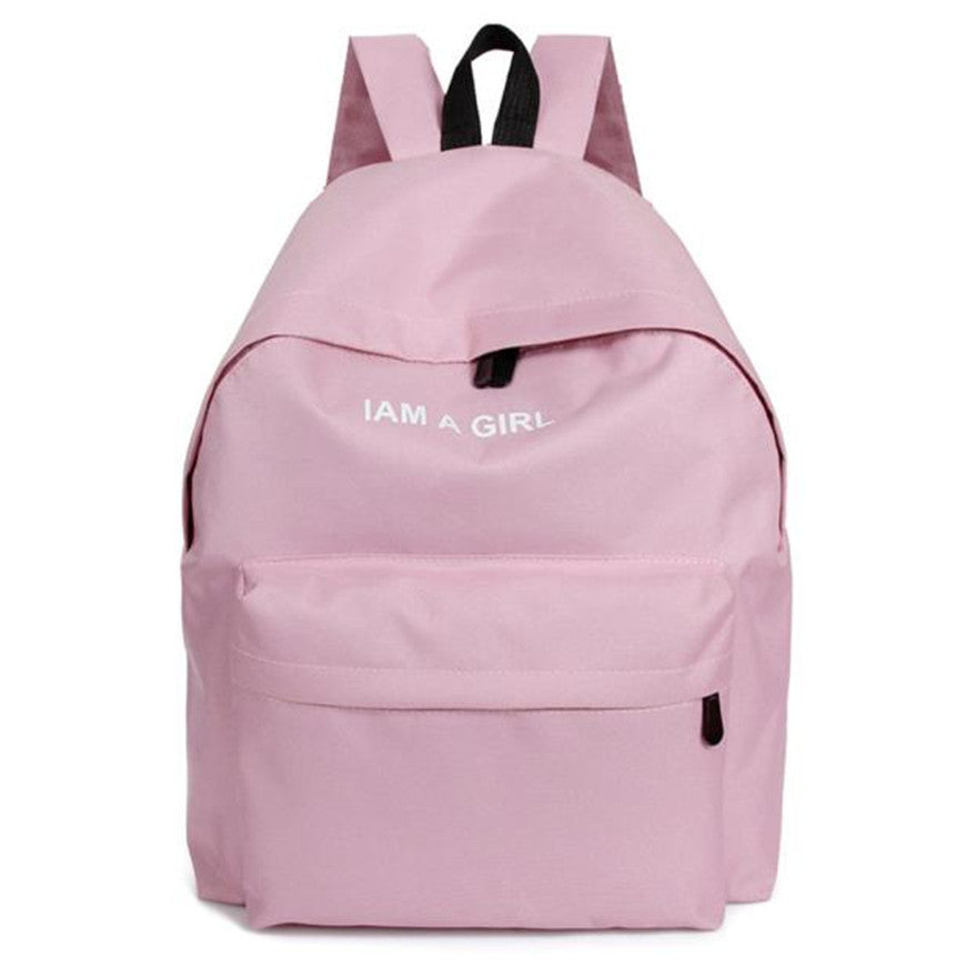 Fashion Women Girls Canvas Rucksack Backpack I AM A GIRL Letters Print School Book Shoulder Bag Casual Travel Bags EF8