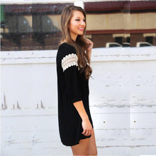 Fashion Women Lace Loose Dress Style Casual Three Quarter Dresses Comfortable Chiffon Short Dress EF8