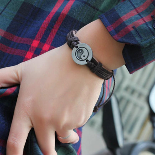 Men Women Unisex Vintage Bracelet Tai Chi Ying Yang Men Women Wristband EF8