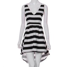 Casual Stripe Sleeveless Irregular Beach Dress Evening Party Short Mini Dress EF8