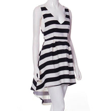 Casual Stripe Sleeveless Irregular Beach Dress Evening Party Short Mini Dress EF8