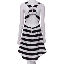 Casual Stripe Sleeveless Irregular Beach Dress Evening Party Short Mini Dress EF8