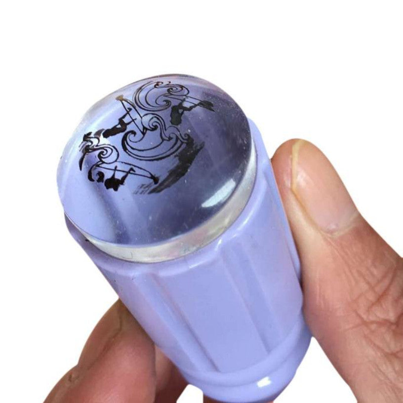 Purple 28CM Transparent Stamp Nail Art Clear Jelly Stamper Scraper Tool Set Manicure Polish Stamp Image Tool Kit EF8