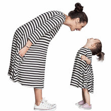 Family Matching OutfitsMother Black And White Striped Dress Casual Family Clothes Women Dress EF8