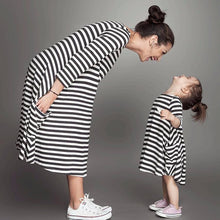 Family Matching OutfitsMother Black And White Striped Dress Casual Family Clothes Women Dress EF8