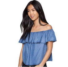 Sexy Off Shoulder Design Women Cotton Denim Shirt Top y camisas mujer vetement femme EF8