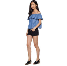 Sexy Off Shoulder Design Women Cotton Denim Shirt Top y camisas mujer vetement femme EF8