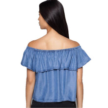 Sexy Off Shoulder Design Women Cotton Denim Shirt Top y camisas mujer vetement femme EF8