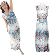 Dress Sexy Print O-neck Sleeveless Women Boho Long Maxi Dress Evening Party Beach Dresses Chiffon Dress Vestidos EF8