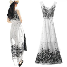 Dress Sexy Print O-neck Sleeveless Women Boho Long Maxi Dress Evening Party Beach Dresses Chiffon Dress Vestidos EF8