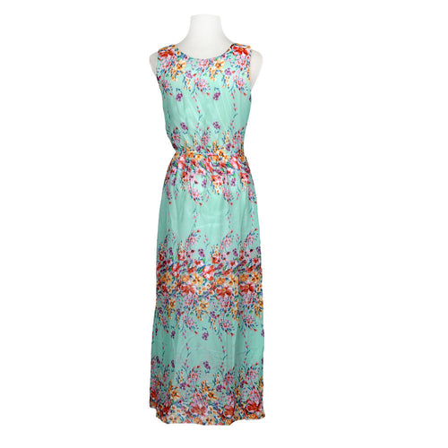 Dress Sexy Print O-neck Sleeveless Women Boho Long Maxi Dress Evening Party Beach Dresses Chiffon Dress Vestidos EF8