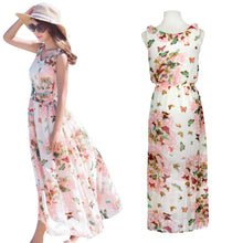 Dress Sexy Print O-neck Sleeveless Women Boho Long Maxi Dress Evening Party Beach Dresses Chiffon Dress Vestidos EF8