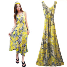 Dress Sexy Print O-neck Sleeveless Women Boho Long Maxi Dress Evening Party Beach Dresses Chiffon Dress Vestidos EF8