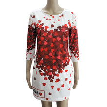 Fashion Dress Women Casual Heart Lovely Printing Dresses elegant Short Sleeve Round Neck Vestidos De Festa Dress EF8