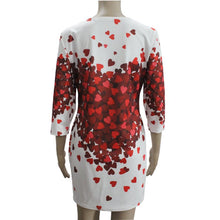 Fashion Dress Women Casual Heart Lovely Printing Dresses elegant Short Sleeve Round Neck Vestidos De Festa Dress EF8