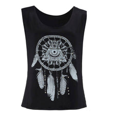 Fashion t shirt Sexy Women Dreamcatcher Printed Sleeveless Tops Crop Tank VShirt Tee Femininas Blusas EF8