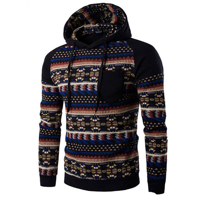 Jacket Men Cotton Retro Long Sleeve Hoodie Hooded Sweatshirt Tops Jacket Coat Outwear ClothingPlus Size EF8