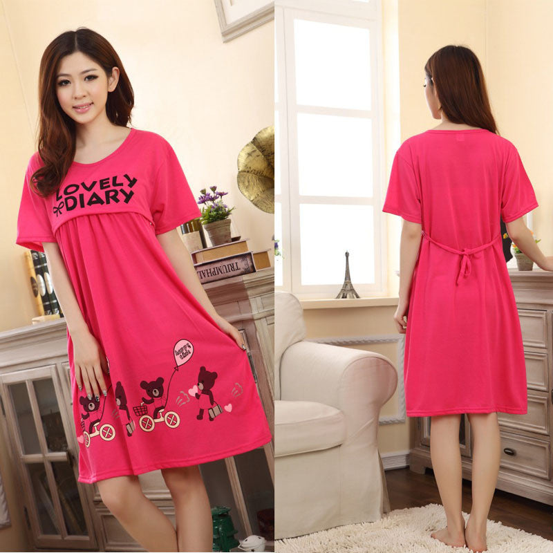 Women Pregnant Large Bear Lactation Nursing Clothes Maternity Dress Letters Print Cotton Sleepwear mujeres dormir EF8