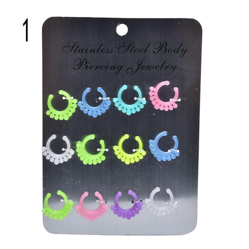 charm circular barbell mixed glow in the dark with multi patterns nose ring EF8