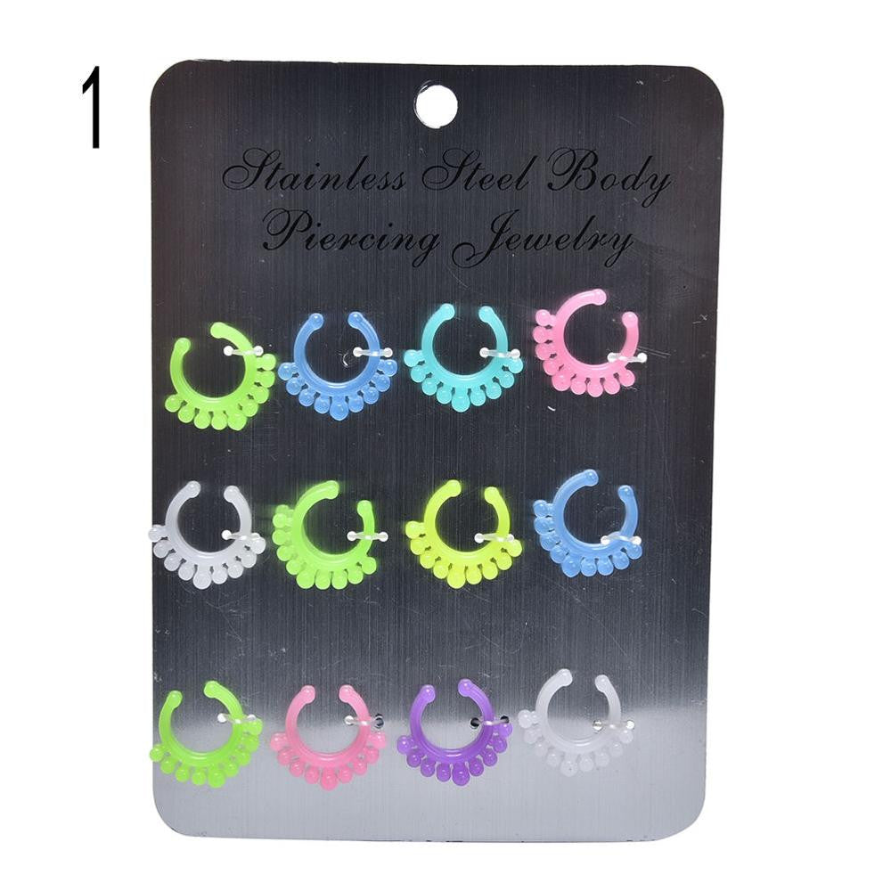 charm circular barbell mixed glow in the dark with multi patterns nose ring EF8