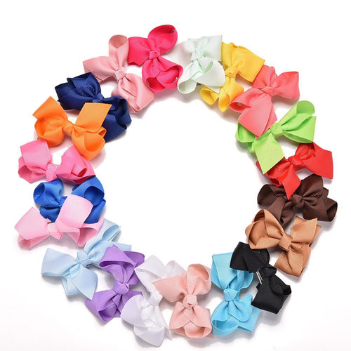 20Pcs Colorful Grosgrain Ribbon Boutique Hair Bows With Clip Bowknot Hairpins For Kids Girl Hair Accessories EF8