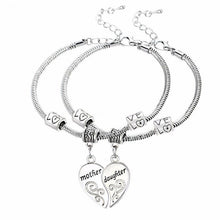 2PCS Mom Women Girl Femme Charm Statement Jewelry Mother Daughter Broken Heart Bracelet Bangle Party Gifts EF8