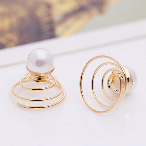 2Pcs Bridal Wedding Prom Crystal Pearl Flower Hair Pins Swirl Spiral Twist Hairpins Tiara Ornaments Bijouterie Accessories EF8