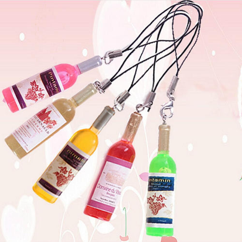 2Pcs Creative Mini Wine Bottle Keyring Key Ring Keychain For mobile phone  EF8