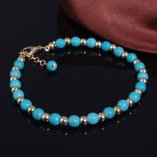 2Pcs Punk Boho Turquoise Beads Anklets Gold Plated Tassels Bracelet Womens Foot Chain Anklet Bracelet Foot Jewelry for women EF8