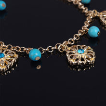 2Pcs Punk Boho Turquoise Beads Anklets Gold Plated Tassels Bracelet Womens Foot Chain Anklet Bracelet Foot Jewelry for women EF8