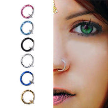 2Pcs Tongue Ring Goth Punk Clip On Fake Piercing Body Nose Lip Rings Hoop Ear Tongue Ring EF8