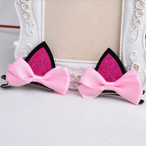 2Pcs children baby girls flower cat ears hairpin hair accessories clip hairpins barrettes headwear EF8