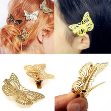 2Pcs gold hollow out bow butterfly barrette hair pins hair clip accessories daughter gift girls headpiece EF8