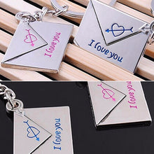 2pcs Lover's Keyrings Envelope "I love you" Engraved Cupid's Arrow Heart Keychains EF8