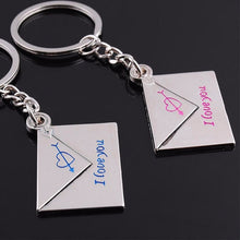 2pcs Lover's Keyrings Envelope "I love you" Engraved Cupid's Arrow Heart Keychains EF8