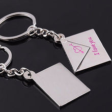 2pcs Lover's Keyrings Envelope "I love you" Engraved Cupid's Arrow Heart Keychains EF8