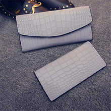 2pc Fashion Luxury Women Lady Faux Crocodile Skin Pattern Leather Clutch Wallet Long Purse Cash Holder Wallets EF8