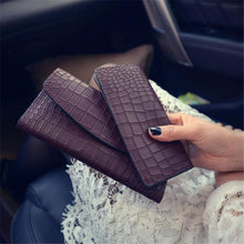 2pc Fashion Luxury Women Lady Faux Crocodile Skin Pattern Leather Clutch Wallet Long Purse Cash Holder Wallets EF8