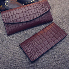 2pc Fashion Luxury Women Lady Faux Crocodile Skin Pattern Leather Clutch Wallet Long Purse Cash Holder Wallets EF8