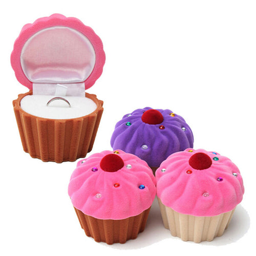 3 Colors Lovely CupCake Cake Shape Earring Ring Jewelry Storage Box Storage Boxes For Women Girls EF8