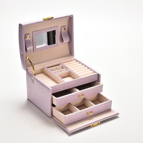 3 Colors Three Layers Jewelry Boxes Makeup Case Jewelry Organizer Carrying Cases with mirror Gifts for Women Girl EF8