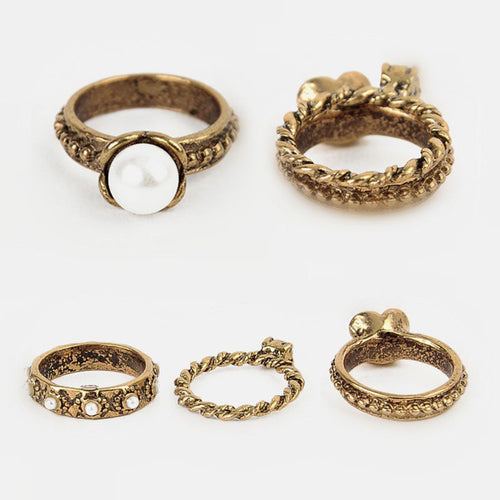 3 pc Bague anillos Mujer Jewelry Pearl Flower Mid Nail Knuckle Finger Rings for Women Aneis Femininos EF8