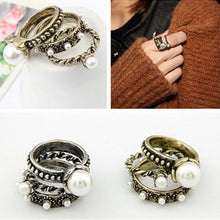 3 pc Bague anillos Mujer Jewelry Pearl Flower Mid Nail Knuckle Finger Rings for Women Aneis Femininos EF8