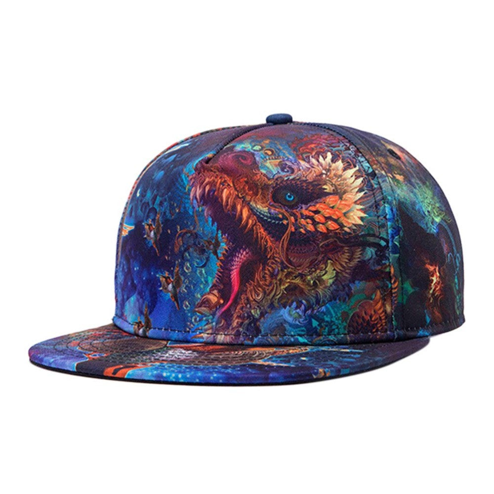 3D Print Snapback Caps Colorful Hip Hop Baseball Cap Dragon Flat Hats For Men Starry Sky Casquette Blue EF8